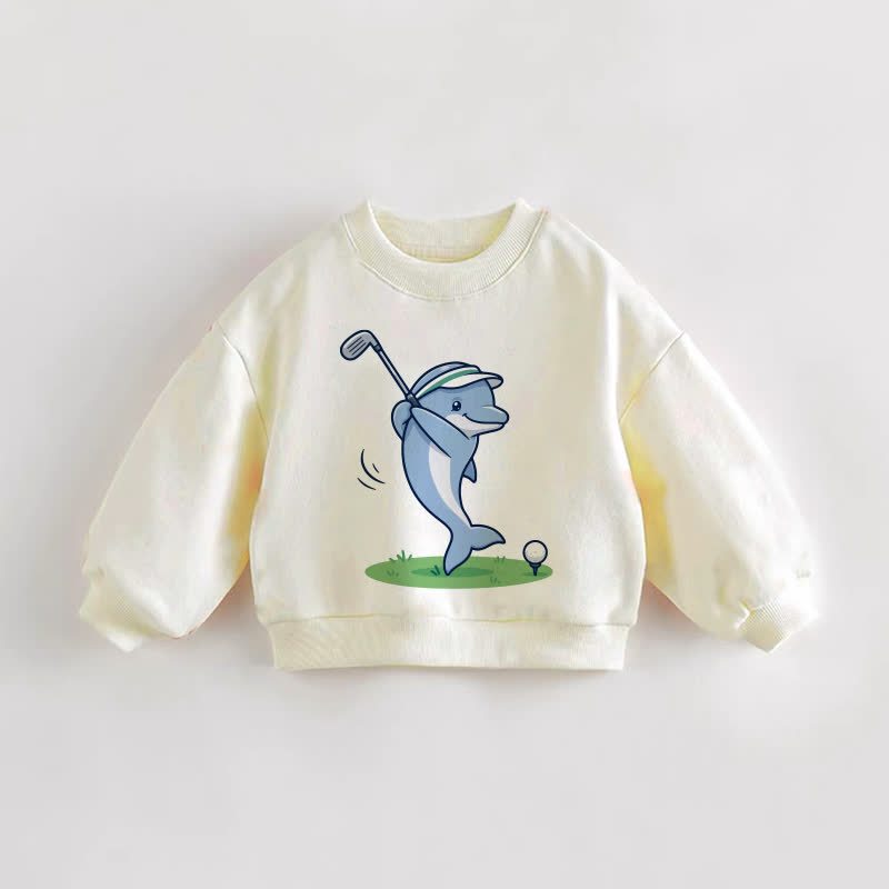 ベビー幼児用ゴルフイルカ柄クリームスウェットシャツ - クリーム - 3～5歳 - image 1