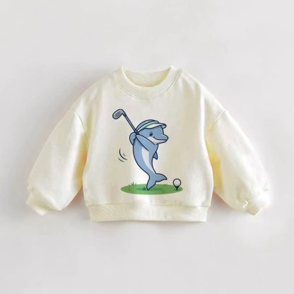 ベビー幼児用ゴルフイルカ柄クリームスウェットシャツ - クリーム - 3～5歳 - image 1