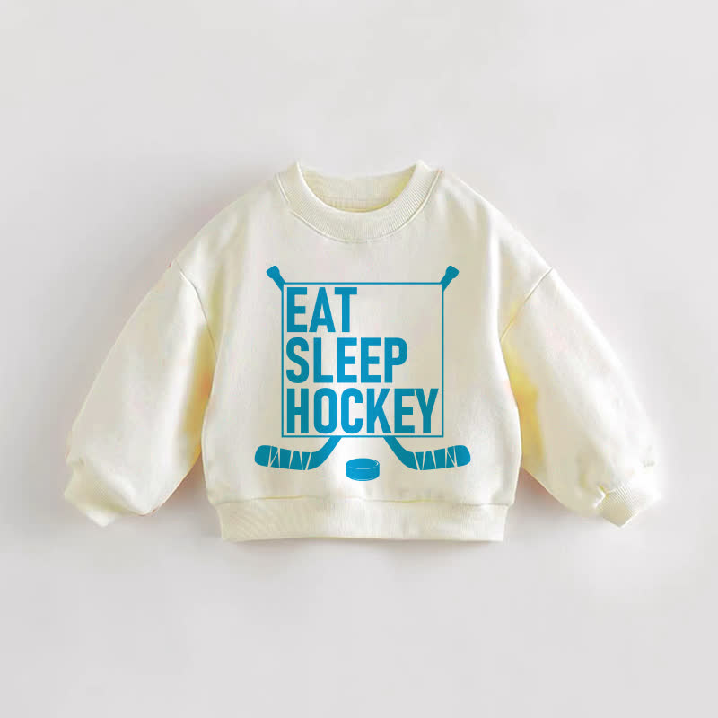 EAT SLEEP HOCKEY・幼児用クリームスウェットシャツ - クリーム - 3～5歳 - image 1