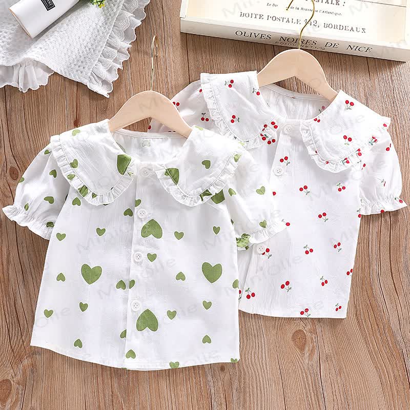 ベビー・幼児用女の子ピーターパンカラー半袖Tシャツ - image 1