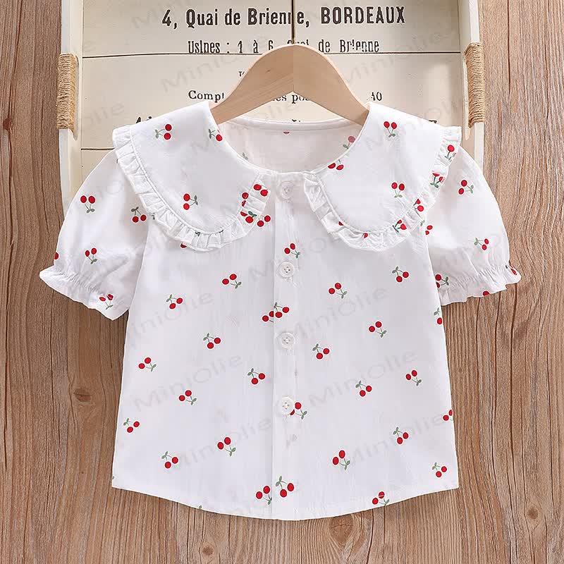 ベビー・幼児用女の子ピーターパンカラー半袖Tシャツ - チェリー - 6～7歳 - image 2