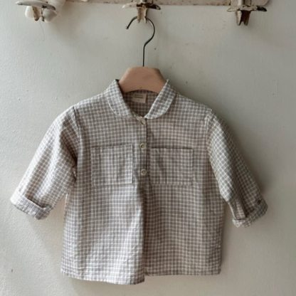 幼児用ヴィンテージプリーツシャツ／コーデュロイオーバーオール - ベージュのシャツ - 4～5歳 - image 3