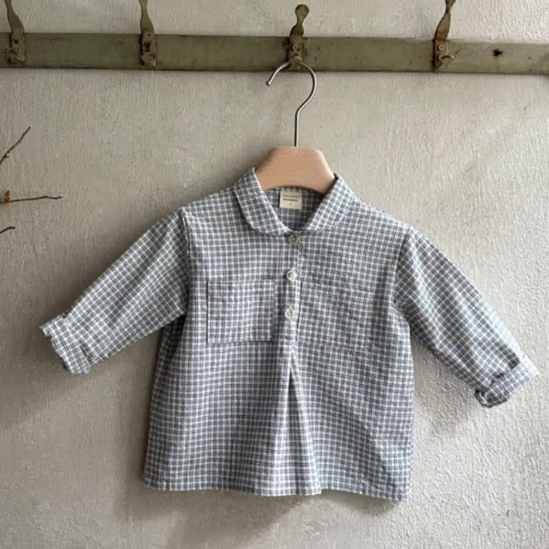幼児用ヴィンテージプリーツシャツ／コーデュロイオーバーオール - 青いシャツ - 4～5歳 - image 2