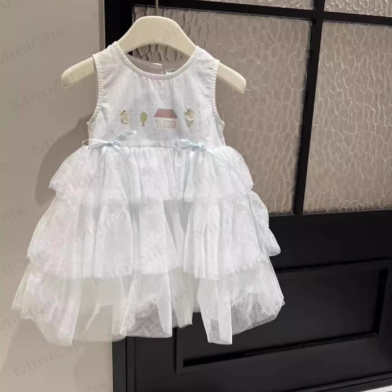 幼児用女の子プリンセスノースリーブティアードDress - ベージュ - 8-9T - image 1