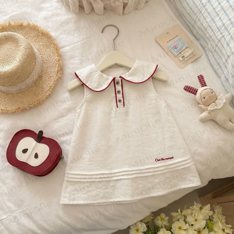 OWN THE MOMENT幼児用女の子ピーターパンカラーDress - ベージュ - 8-9T - image 1