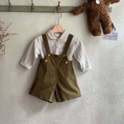 幼児用ヴィンテージプリーツシャツ／コーデュロイオーバーオール - image 8