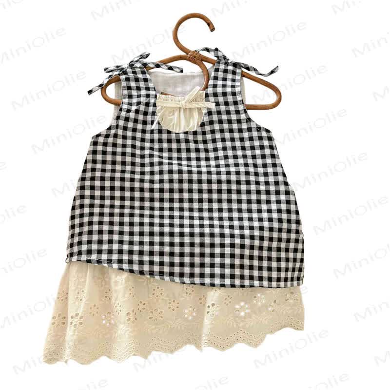 幼児用ギンガムチェック柄ノースリーブDress - image 3