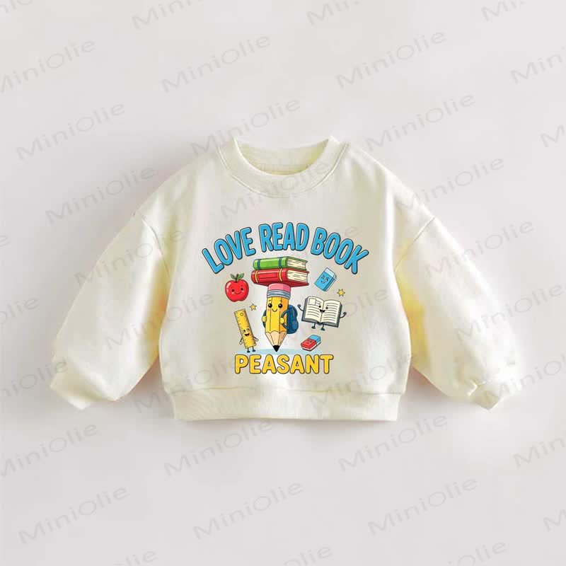 LOVE READ BOOK PEASANTベビー幼児用クリームスウェットシャツ - クリーム - 3～5歳 - image 1