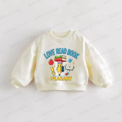 LOVE READ BOOK PEASANTベビー幼児用クリームスウェットシャツ - クリーム - 3～5歳 - image 1