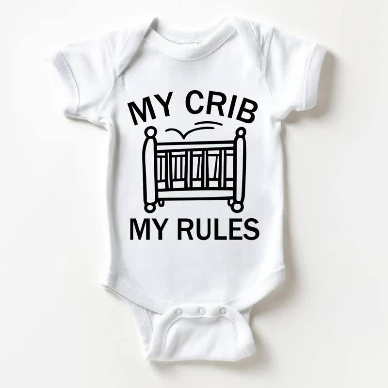 「MY CRIB MY RULES」ベビー用スローガン入りホワイトボディスーツ - 白 - 18～24ヶ月 - image 1