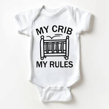 「MY CRIB MY RULES」ベビー用スローガン入りホワイトボディスーツ - 白 - 18～24ヶ月 - image 1