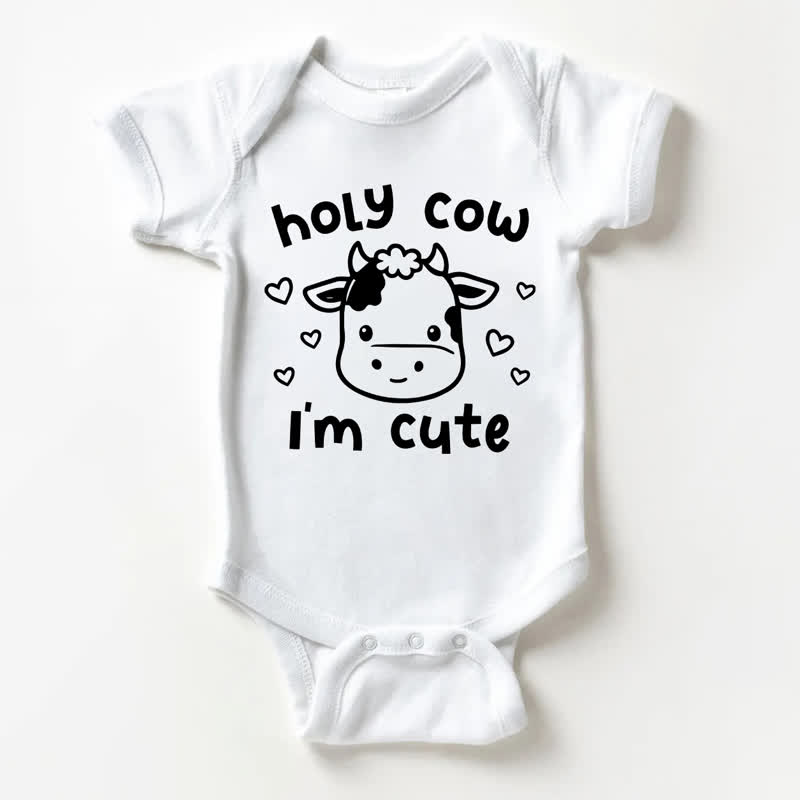 HOLY COW I'M CUTE！ベビー用スローガン入りホワイトボディスーツ - 白 - 18～24ヶ月 - image 1