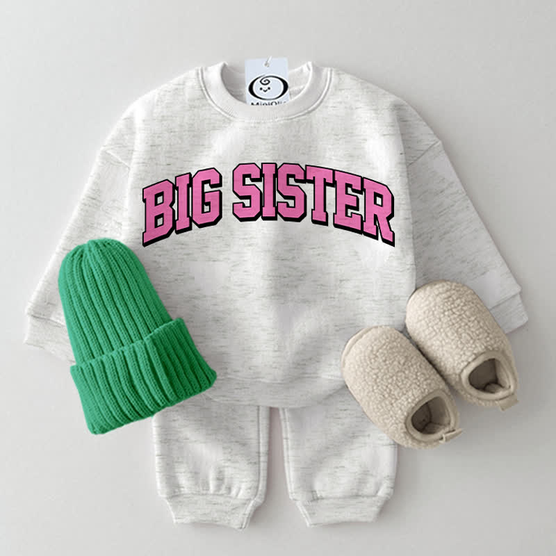 BIG SISTERベビー ライトグレー 2ピース スウェットシャツセット - ライトグレー - 2～3歳 - image 1
