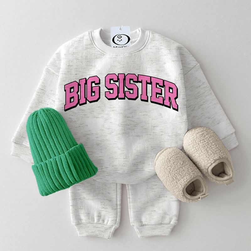 BIG SISTERベビー ライトグレー 2ピース スウェットシャツセット - ライトグレー - 2～3歳 - image 1
