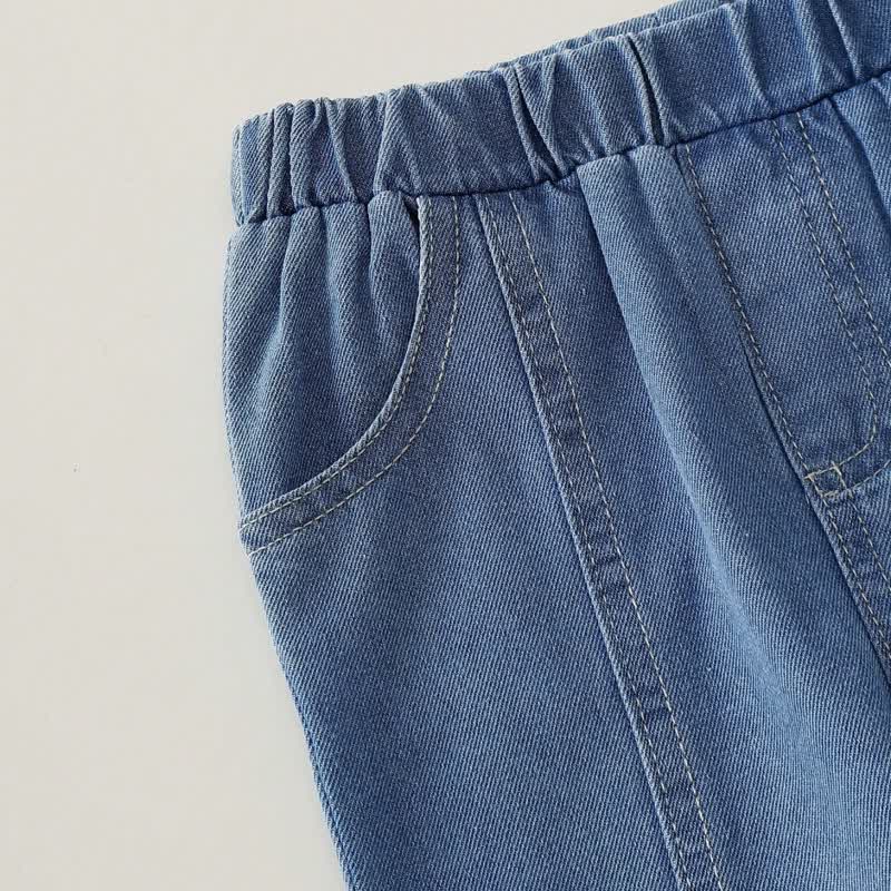 ベビーガール用リボンアイレットトップスとデニムパンツのツーピースセット - image 8