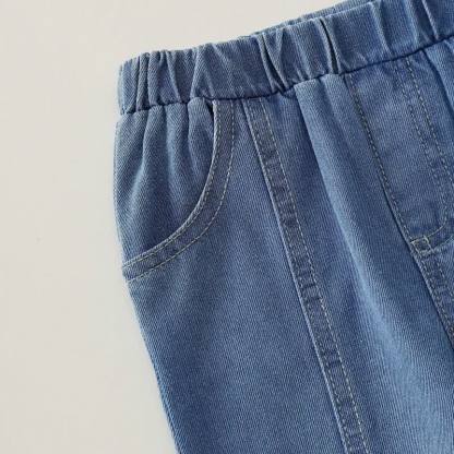 ベビーガール用リボンアイレットトップスとデニムパンツのツーピースセット - image 8