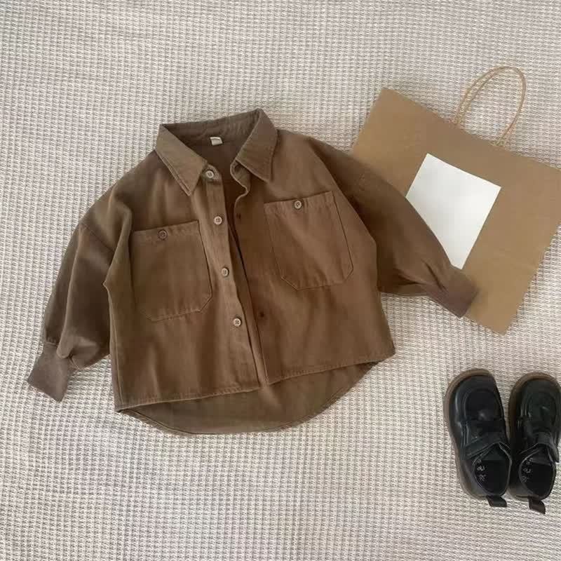 幼児男の子用ブラウンシャツとベージュパンツのツーピースセット - ブラウントップ - 6歳 - image 2