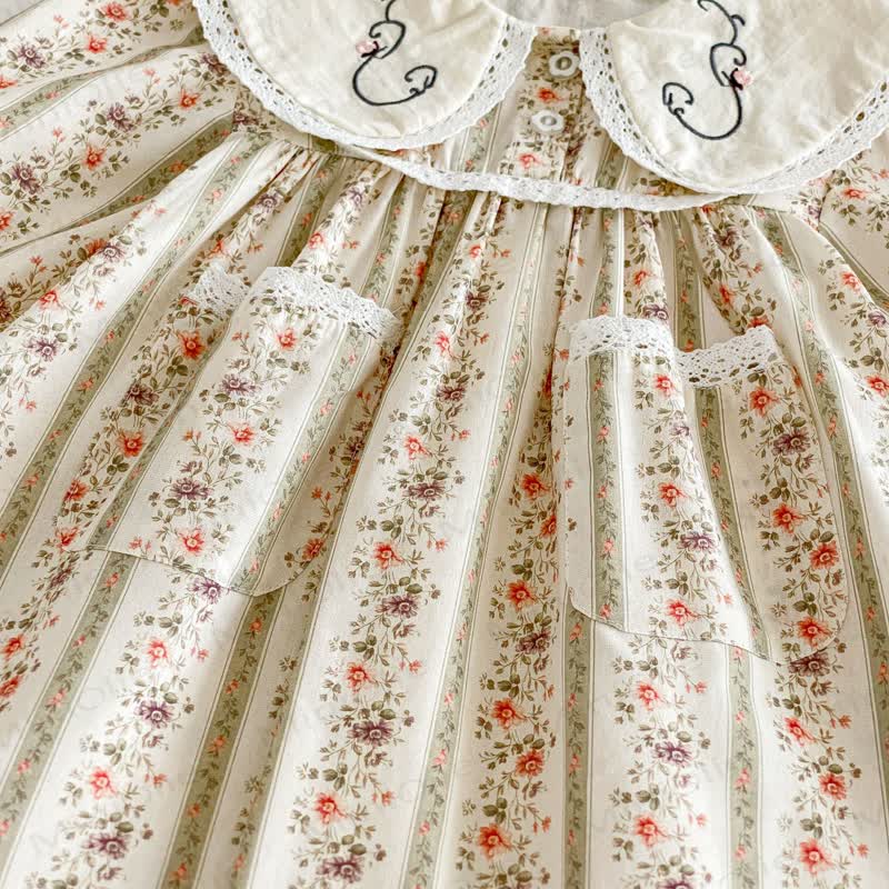 幼児用女の子向け花柄長袖Dress - image 15