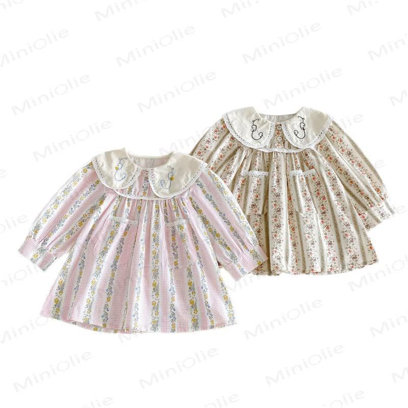 幼児用女の子向け花柄長袖Dress - image 3