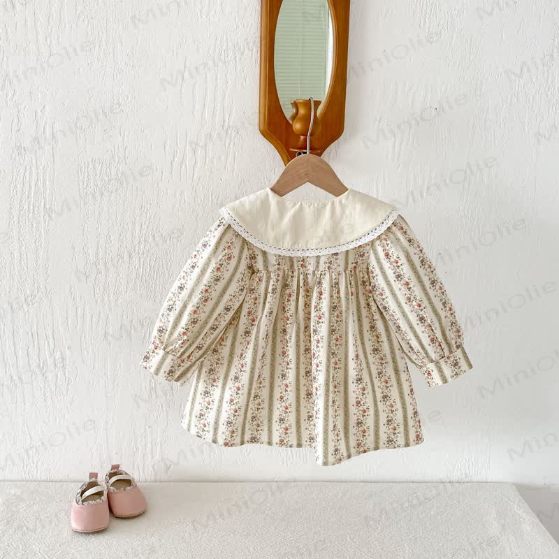 幼児用女の子向け花柄長袖Dress - image 14