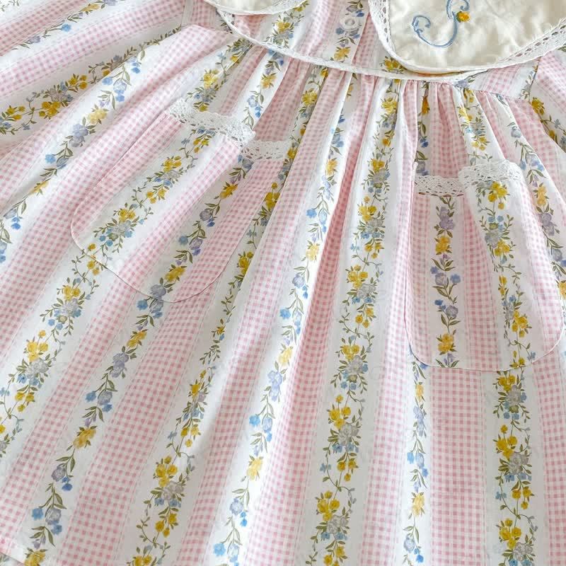 幼児用女の子向け花柄長袖Dress - image 9