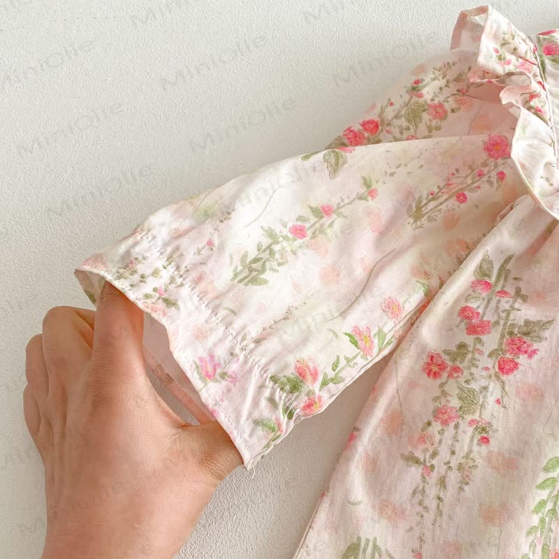 幼児用女の子向け花柄フリル襟長袖Dress - image 7