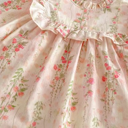 幼児用女の子向け花柄フリル襟長袖Dress - image 8