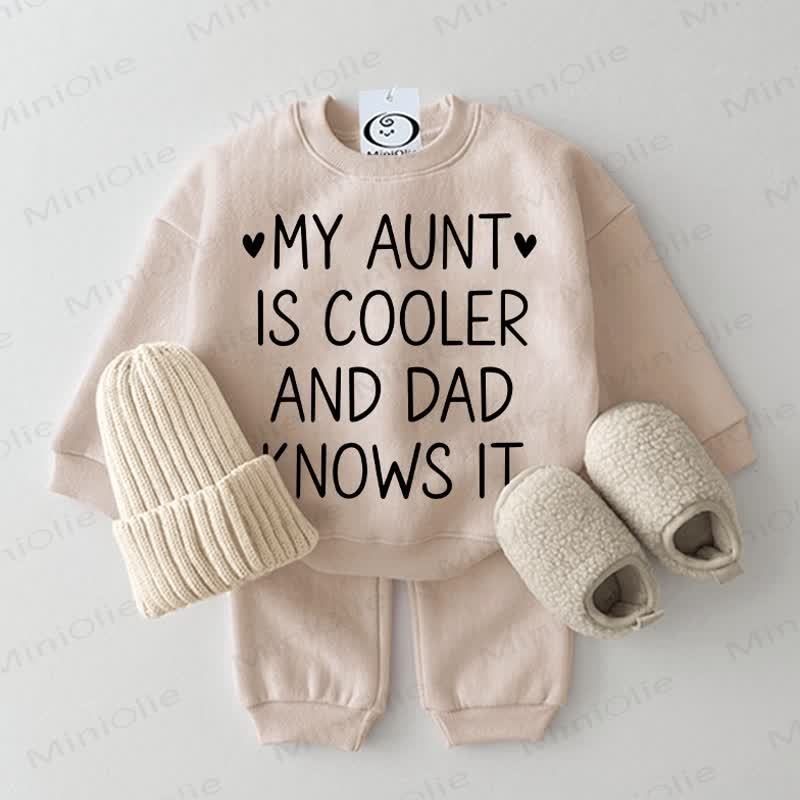 MY AUNT IS COOLER AND DAD KNOWS ITベビーベージュスウェットシャツ2点セット - ベージュ - 2～3歳 - image 1