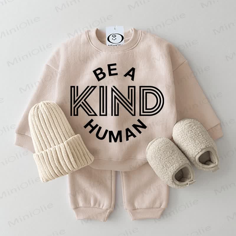 BE A KIND HUMANベビー用ベージュスウェットシャツ 2点セット - ベージュ - 2～3歳 - image 1