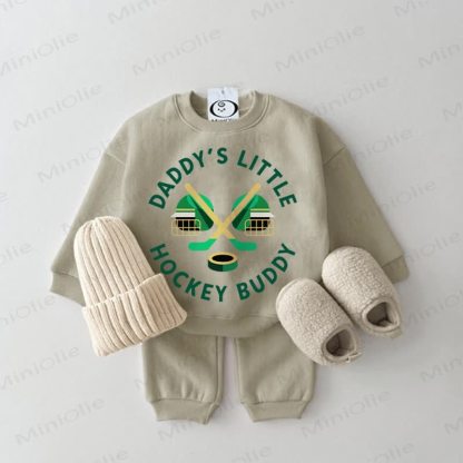 DADDY'S LITTLE HOCKEY BUDDYグレーグリーンスウェットシャツ 2点セット - グレーグリーン - 2～3歳 - image 1