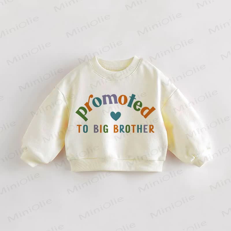 PROMOTED TO BIG BROTHER！幼児用スローガン入りクリームスウェットシャツ - クリーム - 3～5歳 - image 1