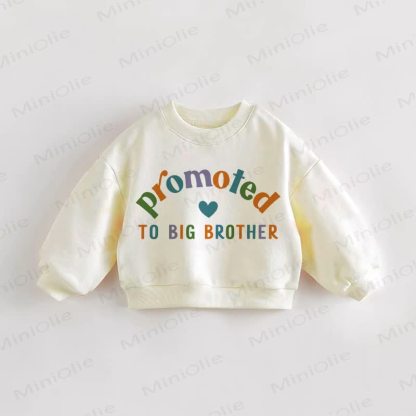 PROMOTED TO BIG BROTHER！幼児用スローガン入りクリームスウェットシャツ - クリーム - 3～5歳 - image 1