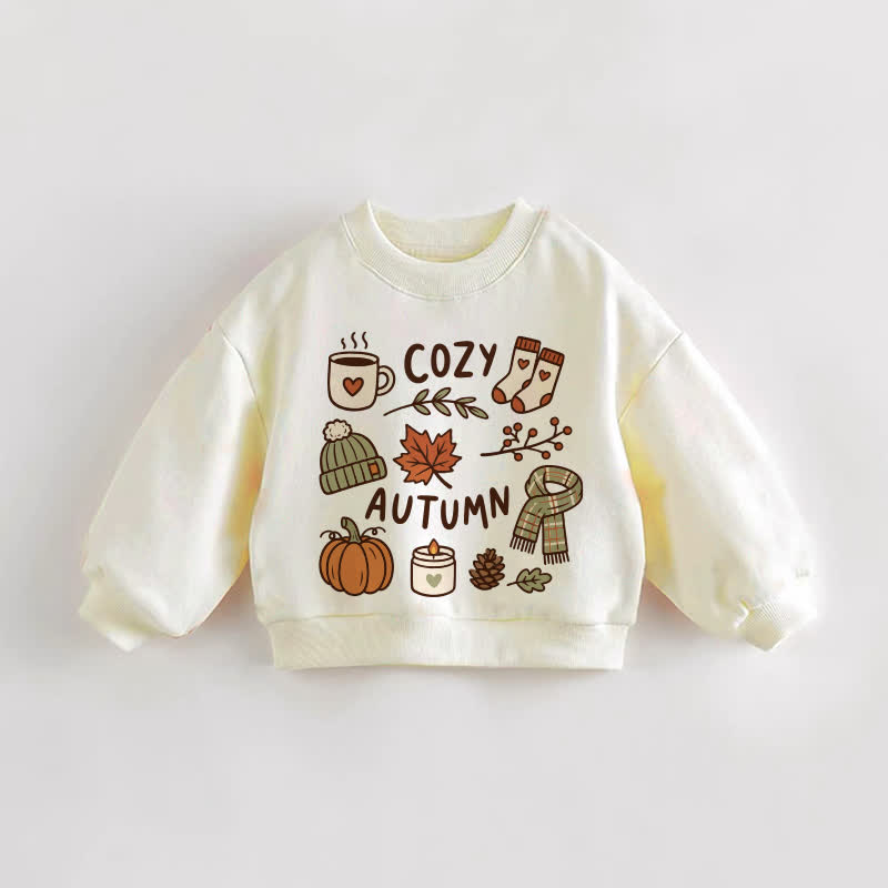 COZY AUTUMN幼児用クリームスウェットシャツ - クリーム - 3～5歳 - image 1
