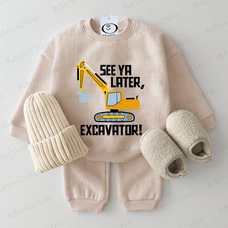 SEE YA LATER, EXCAVATOR!ベビーベージュスウェットシャツ2点セット - ベージュ - 2～3歳 - image 1