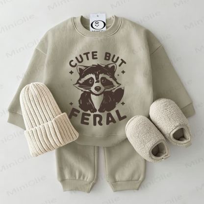 CUTE BUT FERALベビーグレーグリーンスウェットシャツ2点セット - グレーグリーン - 2～3歳 - image 1