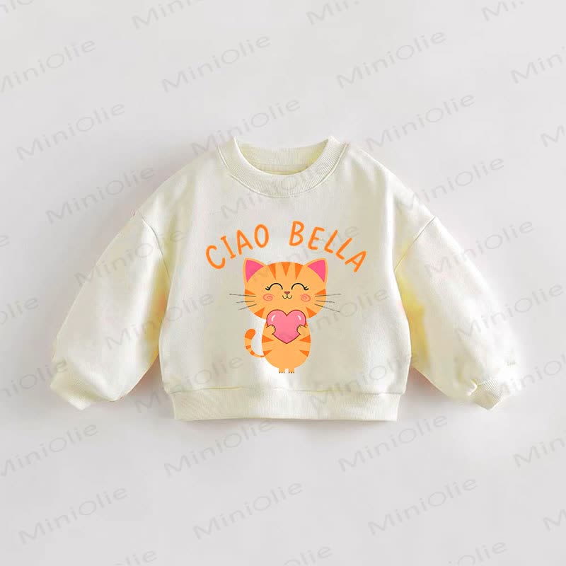 CIAO BELLA幼児用スローガン入りクリームスウェットシャツ - クリーム - 3～5歳 - image 1