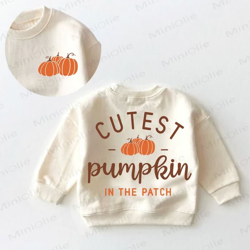 CUTEST PUMPKIN IN THE PATCH幼児用スローガン入りクリームスウェットシャツ - クリーム - 3～5歳 - image 1