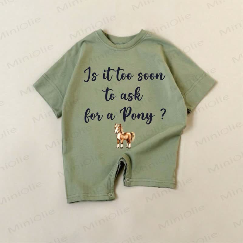 IS IT TOO SOON TO ASK FOR A PONY?ベビーグリーンのロンパース - 緑 - 18～24ヶ月 - image 1