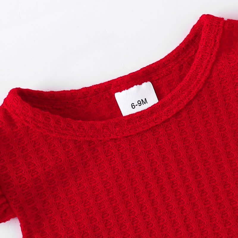 ベビーガール用ノースリーブトップスとチェリー刺繍入りデニムジャンパースカートのツーピースセット - image 5