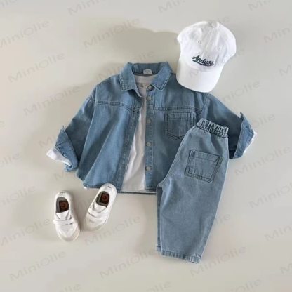 ベビー・幼児用ターンカラー長袖デニムジャケット - image 3