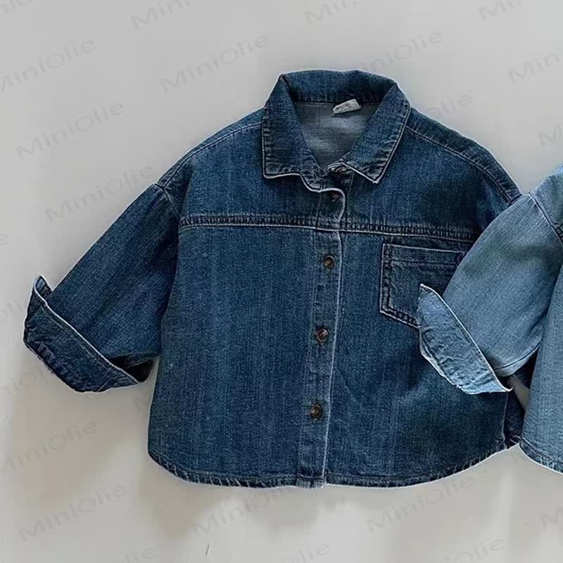 ベビー・幼児用ターンカラー長袖デニムジャケット - 濃い青色 - 2～3歳 - image 4