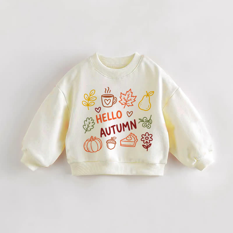 HELLO AUTUMN幼児用クリームスウェットシャツ - クリーム - 3～5歳 - image 1