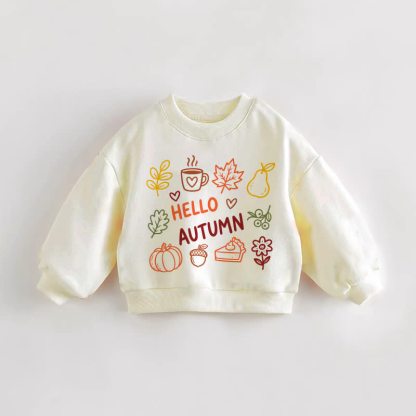 HELLO AUTUMN幼児用クリームスウェットシャツ - クリーム - 3～5歳 - image 1