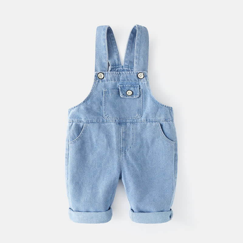 ベビー・幼児用 ブルーデニム カフ付きオーバーオール - 青 - 3～4歳 - image 1