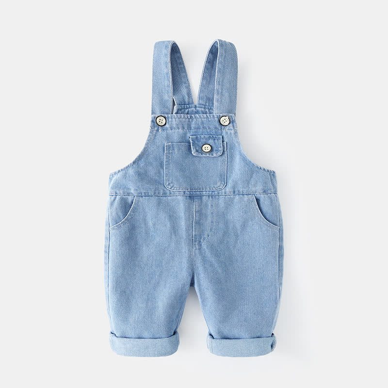 ベビー・幼児用 ブルーデニム カフ付きオーバーオール - 青 - 3～4歳 - image 1
