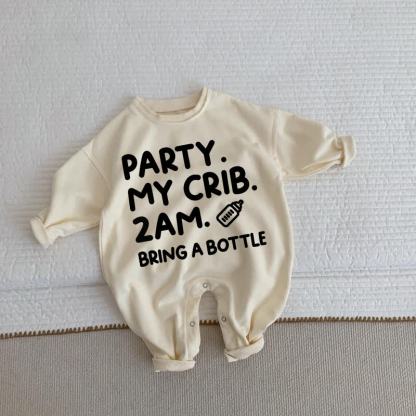 PARTY. MY CRIB. 2AM. BRING A BOTTLE幼児用ベージュロンパース - ベージュ - 2～3歳 - image 1