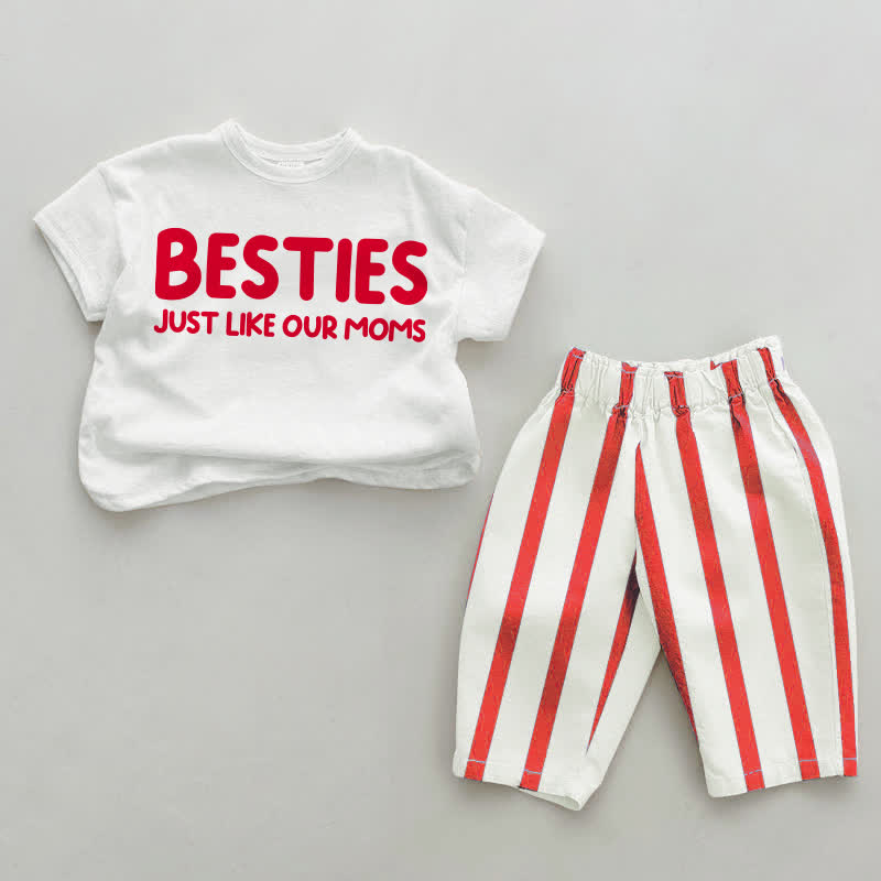 BESTIES JUST LIKE OUR MOMSセット - 白と赤 - 4～5歳 - image 1