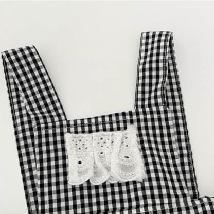 幼児用ベビーガールズ ホワイト長袖トップスまたはギンガムチェックのジャンパースカート - image 6