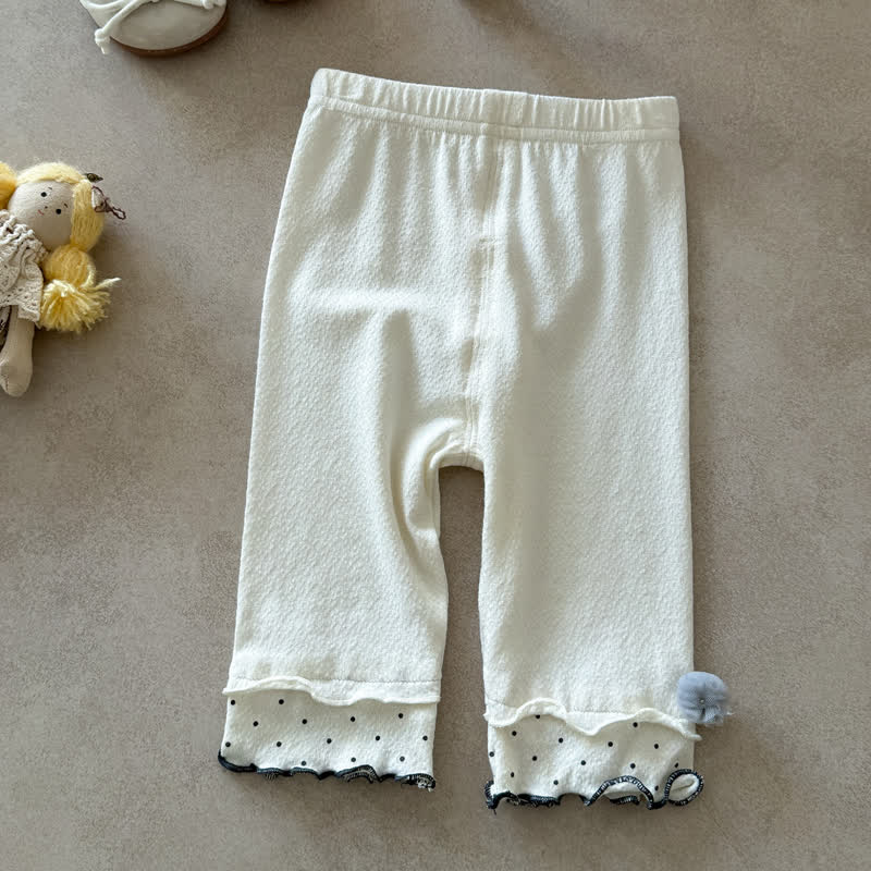 ベビー・幼児用女の子向け水玉模様フリル裾レギンス - ベージュ - 2～3歳 - image 2