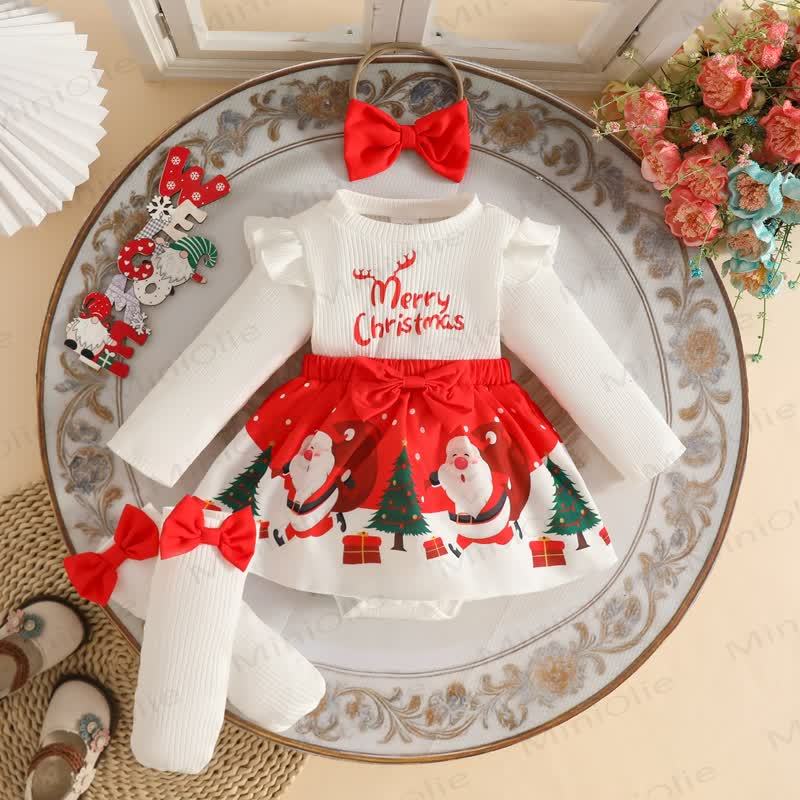 Baby Christmas Plaid Bow Skirted Bodysuit Set - White - 12-18M - image 2